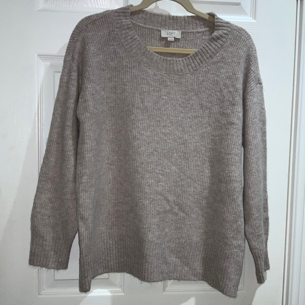 Loft Outlet modal blend crew neck sweater Sz XL neutral classic soft